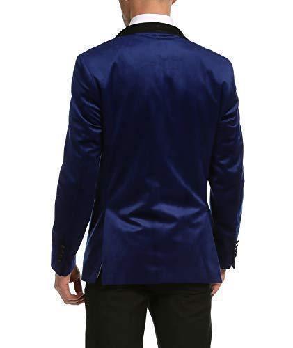 Enzo Collection-Indigo Velvet Slim Fit Shawl Lapel Tuxedo Men's Blazer - Upscale Men's Fashion