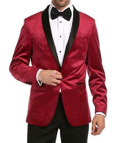 Enzo Collection-Maroon Velvet Slim Fit Shawl Lapel Tuxedo Men's Blazer - Upscale Men's Fashion