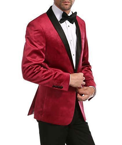 Enzo Collection-Maroon Velvet Slim Fit Shawl Lapel Tuxedo Men's Blazer - Upscale Men's Fashion