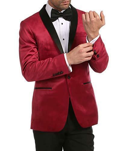 Enzo Collection-Maroon Velvet Slim Fit Shawl Lapel Tuxedo Men's Blazer - Upscale Men's Fashion