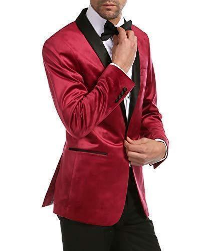 Enzo Collection-Maroon Velvet Slim Fit Shawl Lapel Tuxedo Men's Blazer - Upscale Men's Fashion