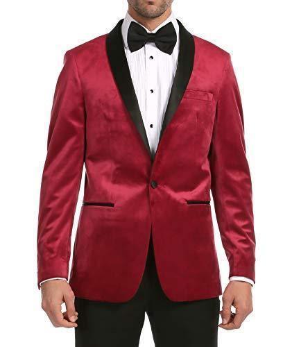 Enzo Collection-Maroon Velvet Slim Fit Shawl Lapel Tuxedo Men's Blazer - Upscale Men's Fashion