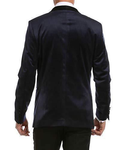 Enzo Collection-Navy Velvet Slim Fit Shawl Lapel Tuxedo Men's Blazer - Upscale Men's Fashion