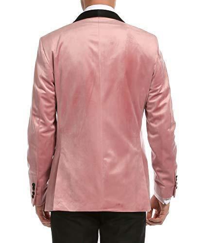 Enzo Collection-Pink Slim Fit Velvet Shawl Lapel Tuxedo Blazer