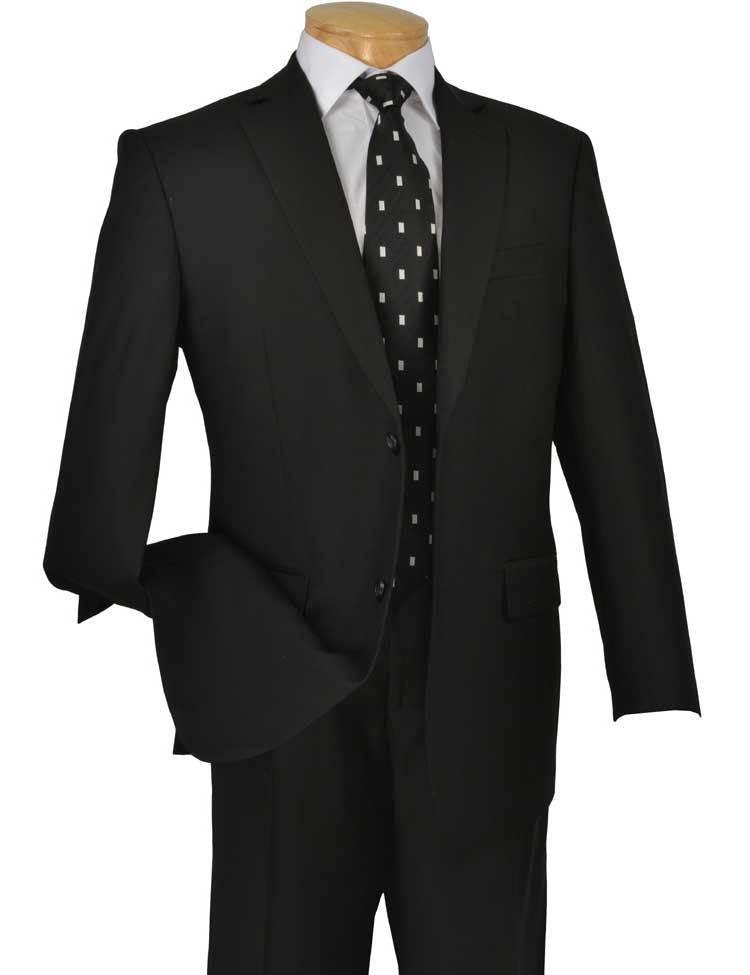 Executive Classic Fit Two Piece Suit Color Solid Black - Upscale Men's Fashion
