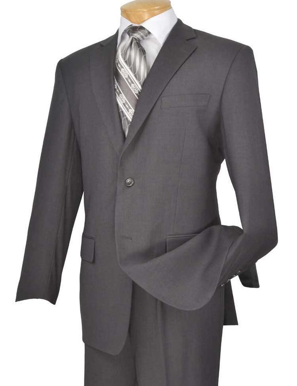 Executive Classic Fit Two Piece Suit Color Solid Gray - Upscale Men's Fashion