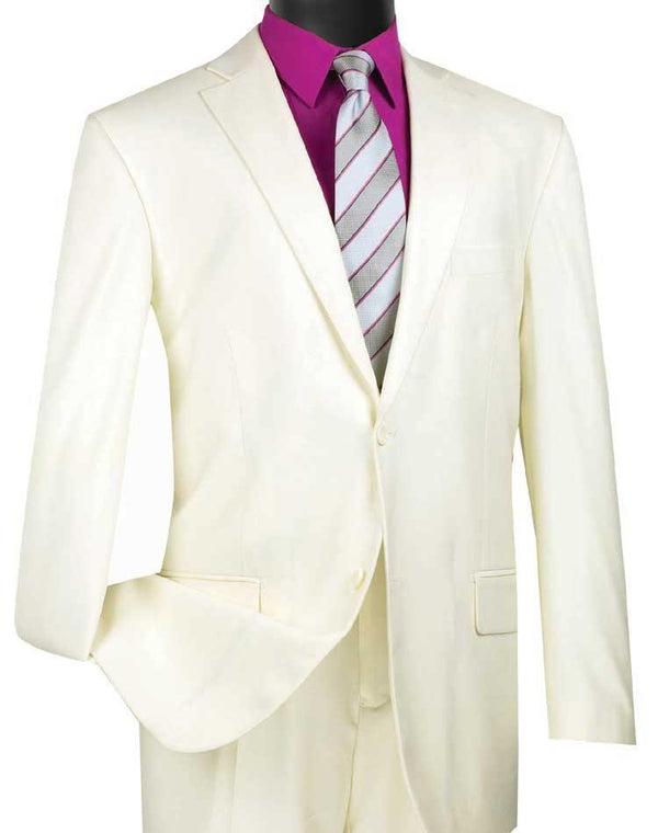 Executive Classic Fit Two Piece Suit Color Solid Ivory - Upscale Men's Fashion