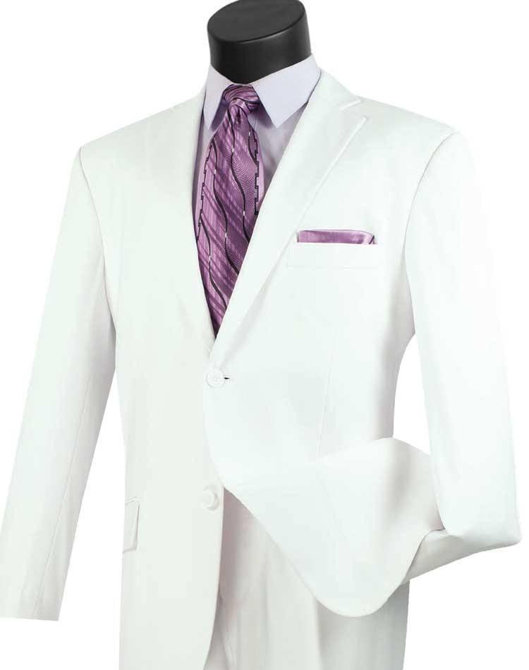 Executive Classic Fit Two Piece Suit Color Solid White - Upscale Men's Fashion