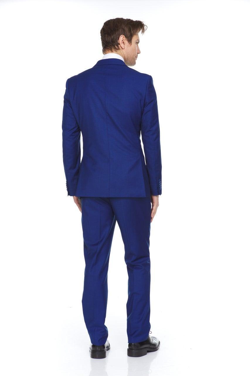 Ferera Collection-Men's 3 Piece Modern Fit Suit Color French Blue - Upscale Men's Fashion