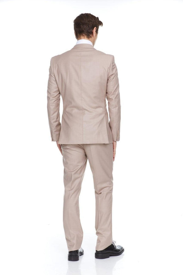 Ferera Collection-Men's 3 Piece Modern Fit Suit Color Tan - Upscale Men's Fashion