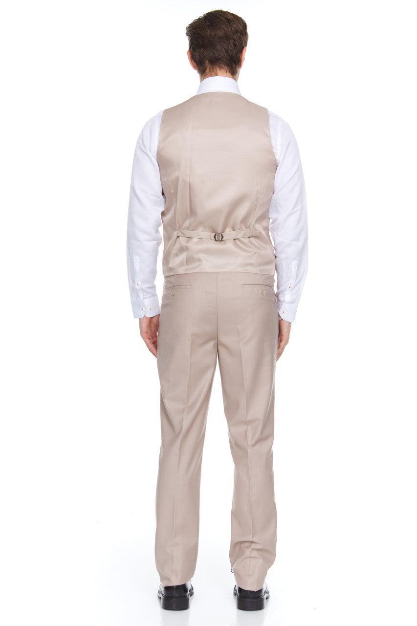 Ferera Collection-Men's 3 Piece Modern Fit Suit Color Tan - Upscale Men's Fashion