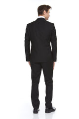 Ferera Collection-Men's 3 Piece Modern Fit Suit Solid Black - Upscale Men's Fashion