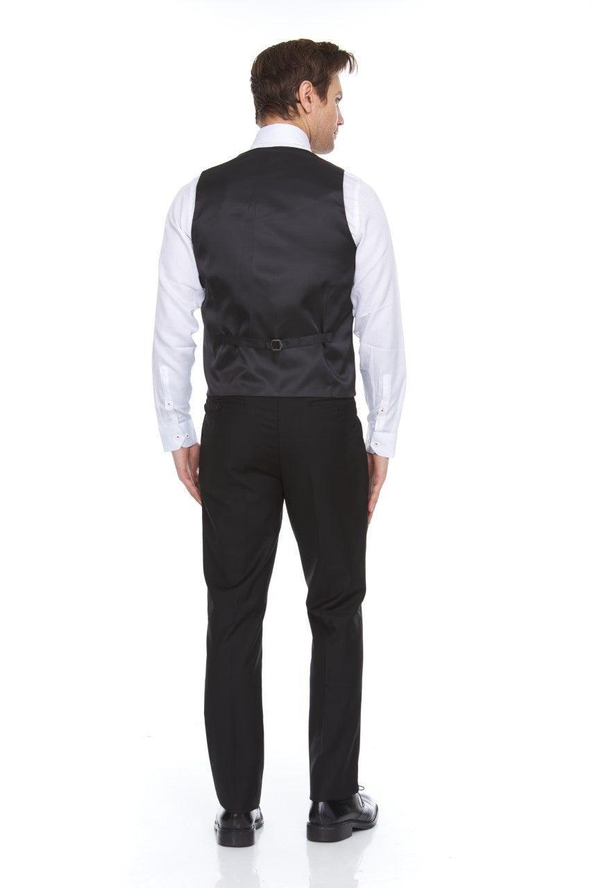 Ferera Collection-Men's 3 Piece Modern Fit Suit Solid Black - Upscale Men's Fashion