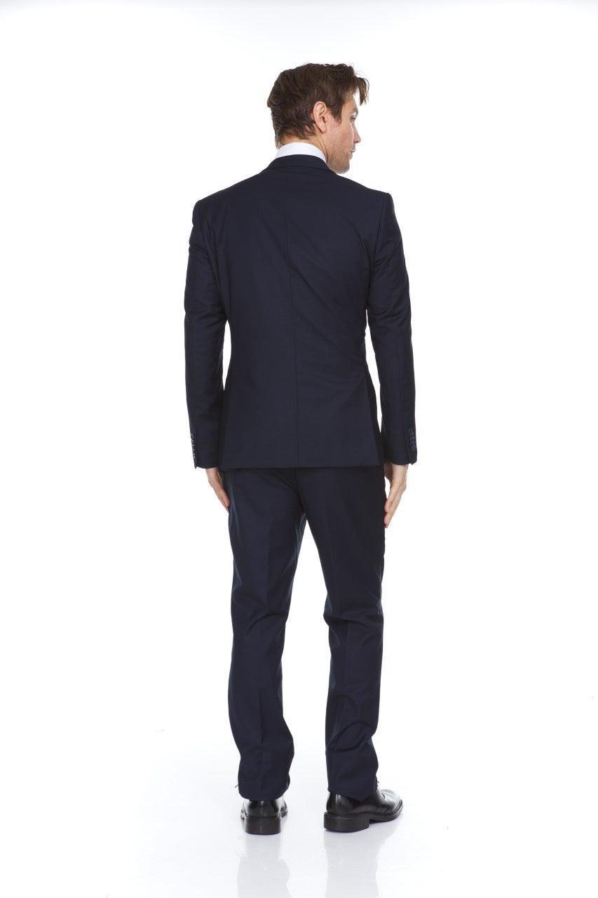 Ferera Collection-Men's 3 Piece Modern Fit Suit Solid Navy - Upscale Men's Fashion