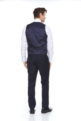 Ferera Collection-Men's 3 Piece Modern Fit Suit Solid Navy - Upscale Men's Fashion