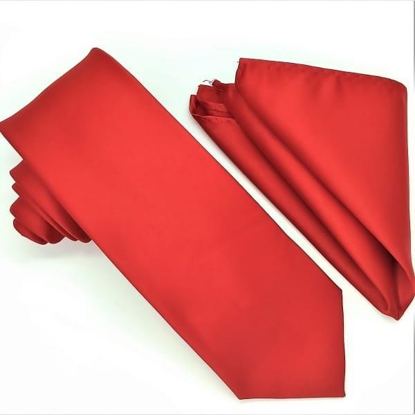 Fire Red Tie and Hanky Set - Upscale Men's Fashion