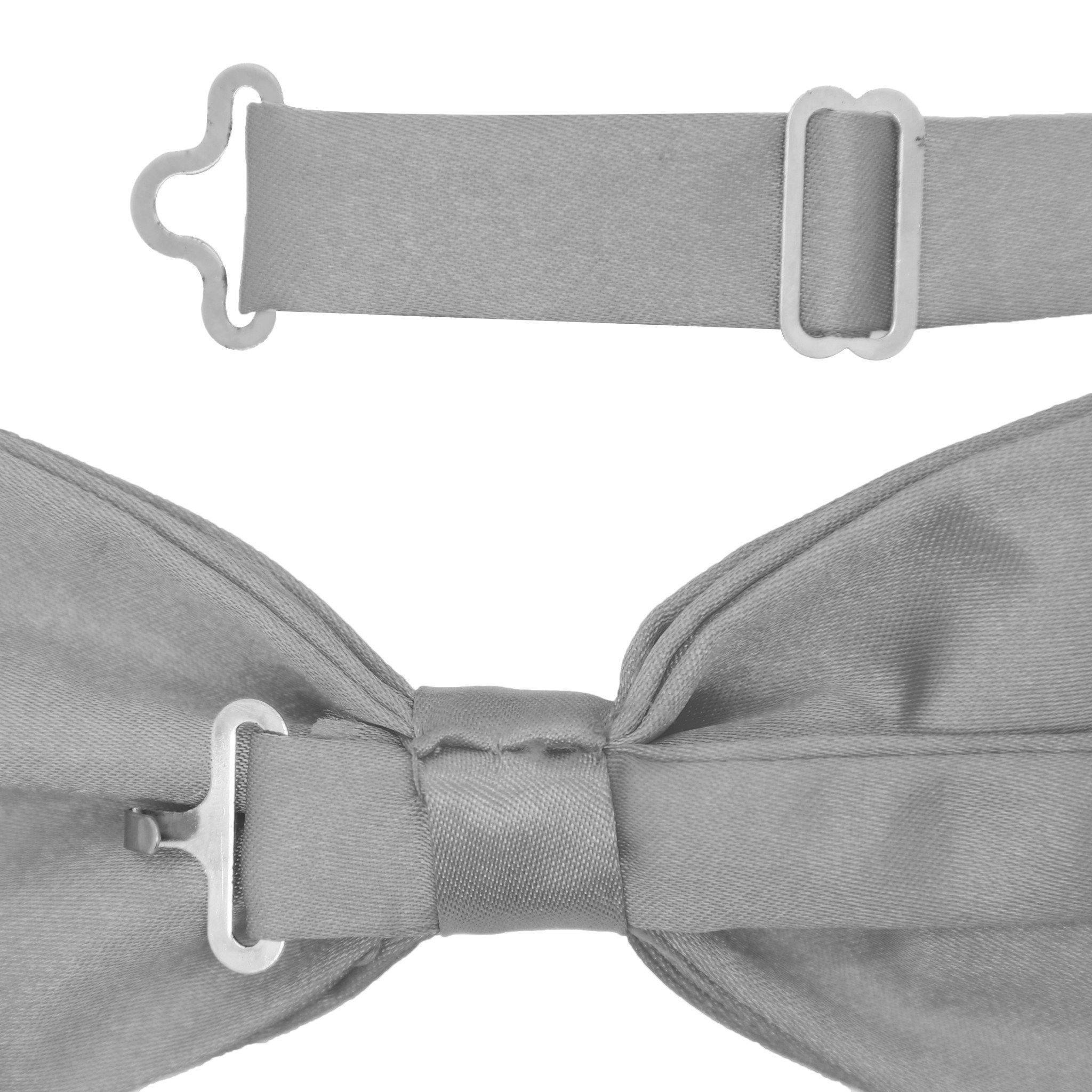 Gia Grey Satin Adjustable Bowtie - Upscale Men's Fashion