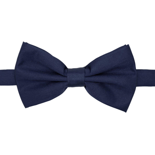 Gia Navy Blue Satin Adjustable Bowtie - Upscale Men's Fashion