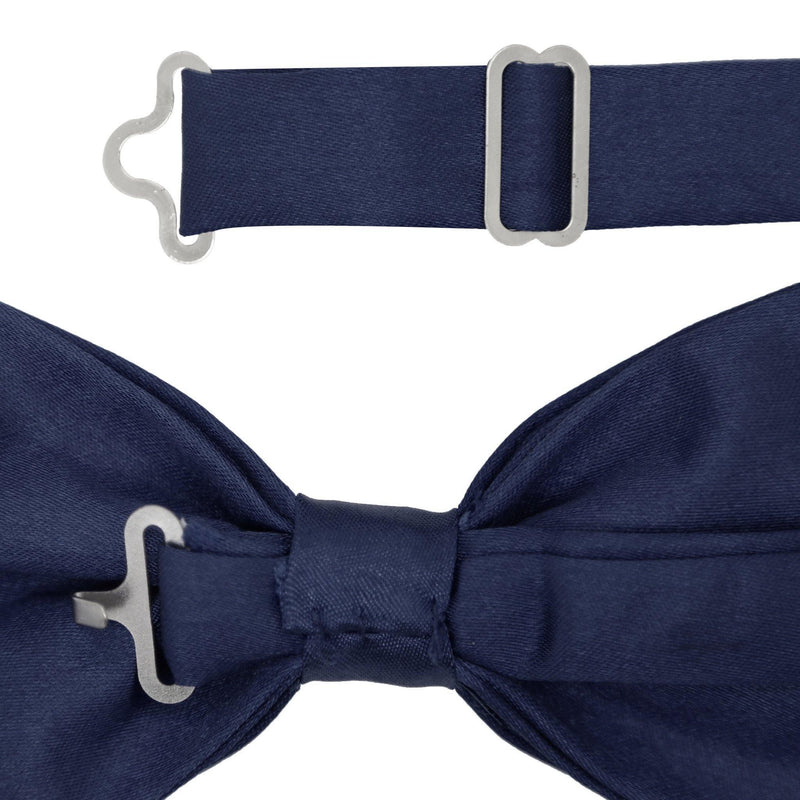 Gia Navy Blue Satin Adjustable Bowtie - Upscale Men's Fashion