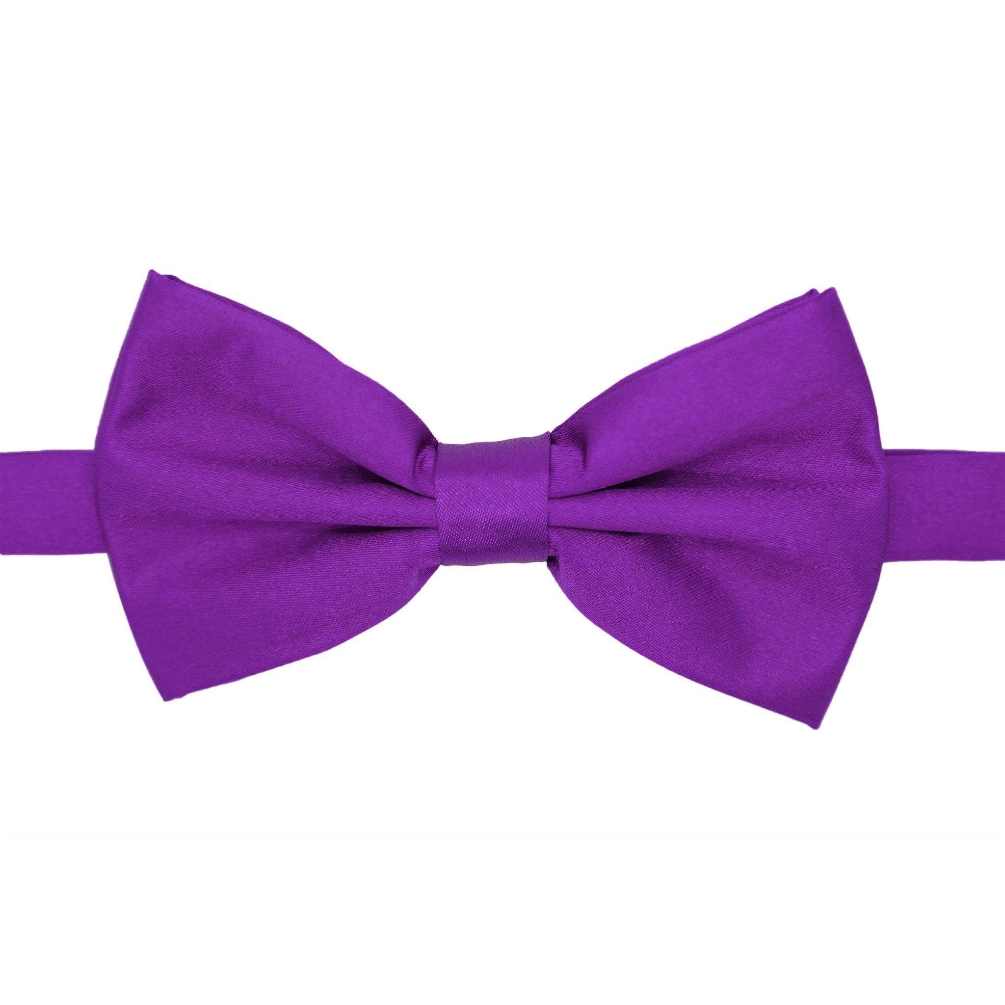 Gia Purple Satin Adjustable Bowtie - Upscale Men's Fashion