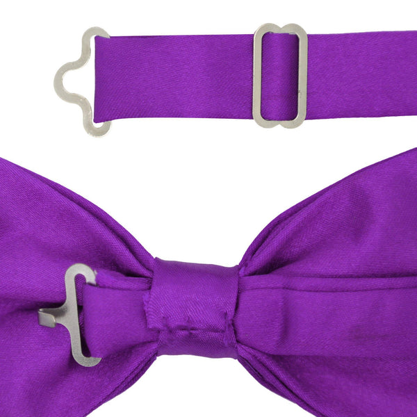 Gia Purple Satin Adjustable Bowtie - Upscale Men's Fashion