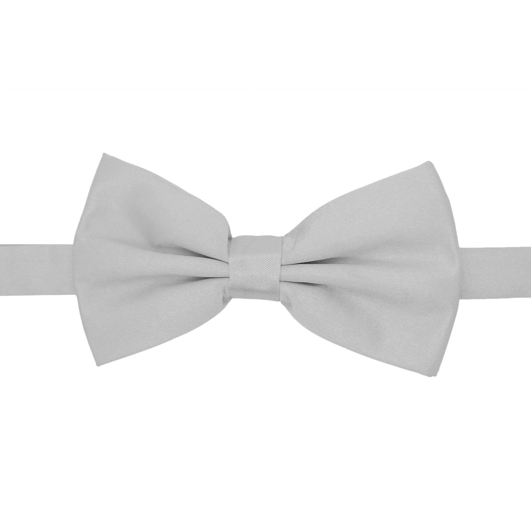 Gia Silver Satin Adjustable Bowtie - Upscale Men's Fashion