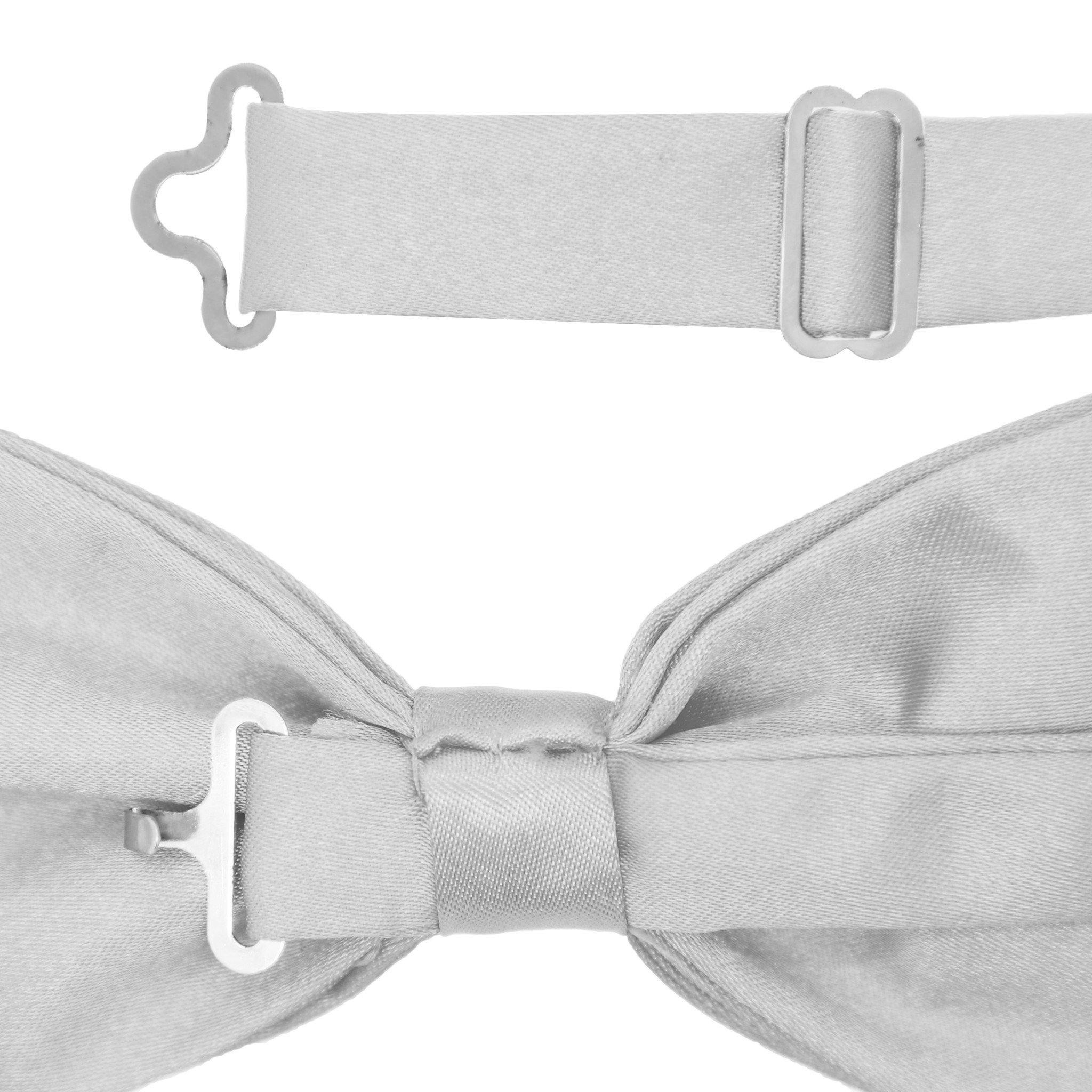 Gia Silver Satin Adjustable Bowtie - Upscale Men's Fashion