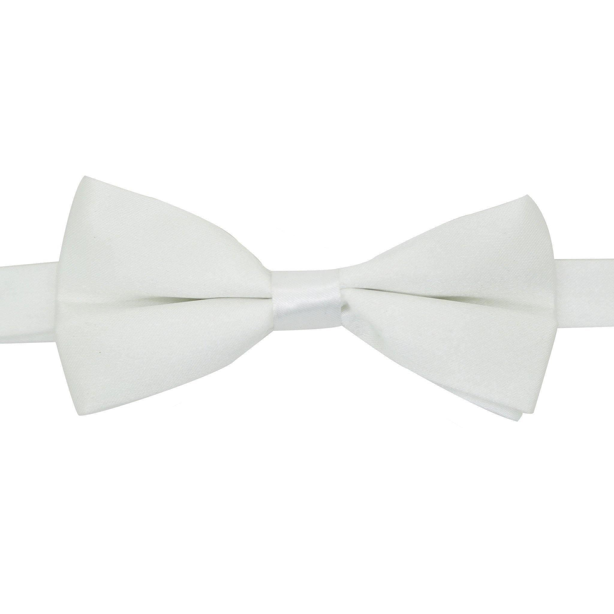 Gia White Satin Adjustable Bowtie - Upscale Men's Fashion