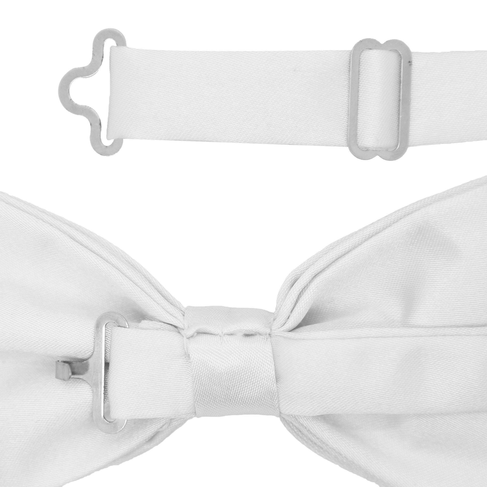 Gia White Satin Adjustable Bowtie - Upscale Men's Fashion