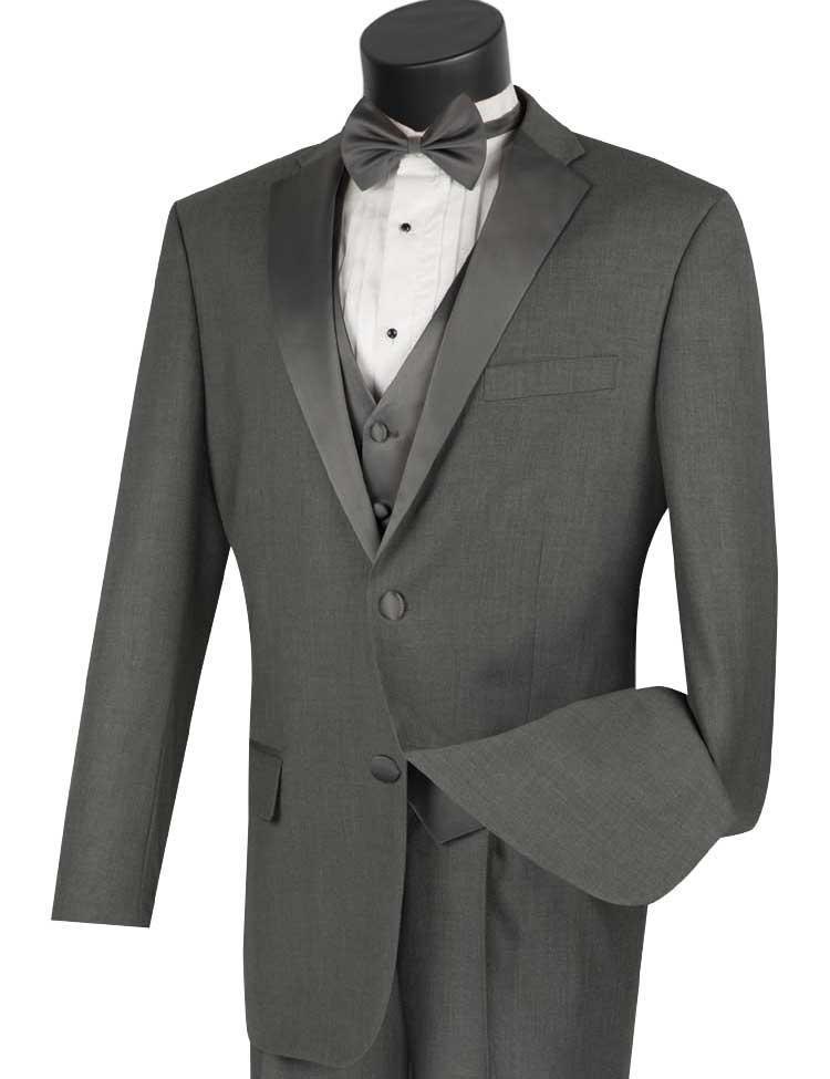Gray Regular Fit 3 Piece Tuxedo - Upscale Men's Fashion