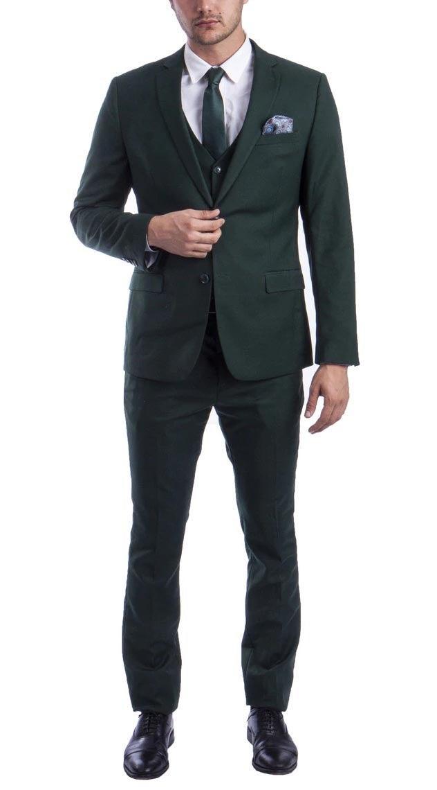 Green 3 Piece Ultra Slim Fit Suit - Upscale Men's Fashion
