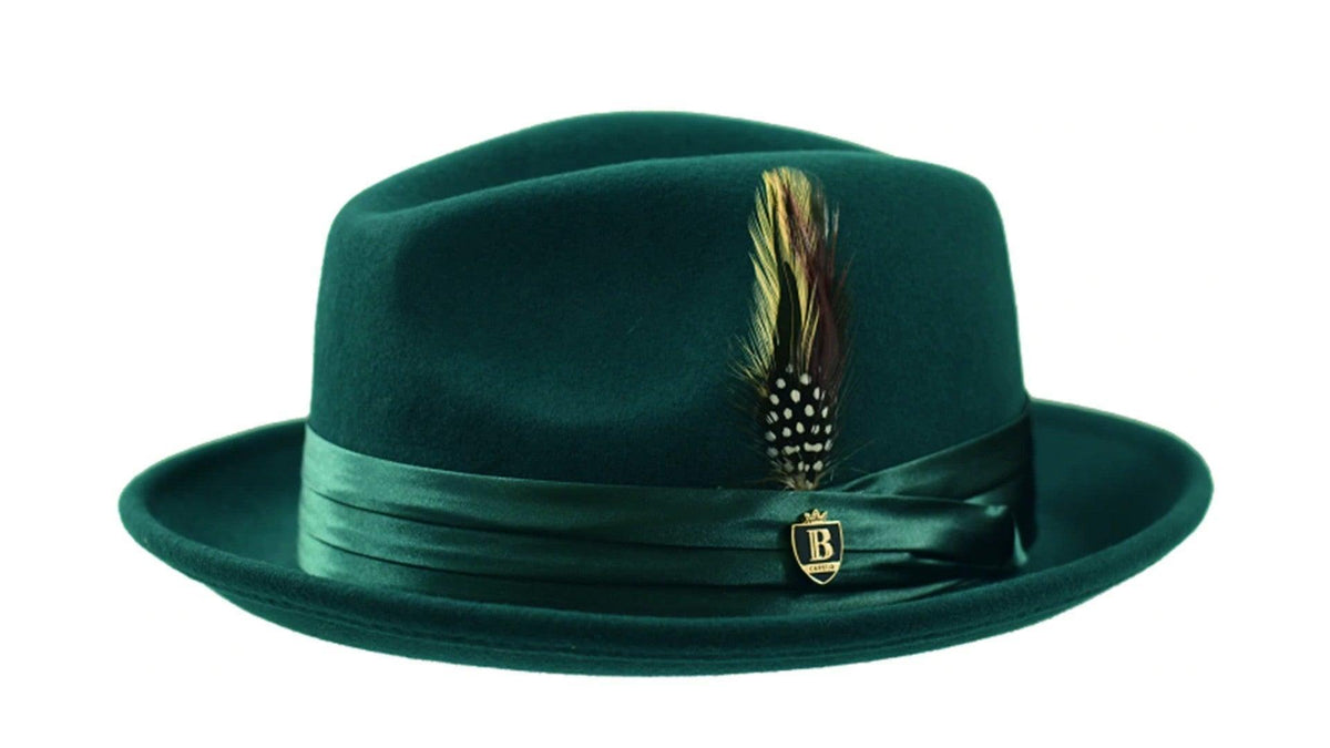 Giovani Collection – Hunter Green Wool Felt Fedora Hat with  display picture 1