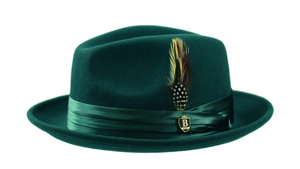 Hunter Green Fedora Wool Felt Dress Hat - Upscale Men's Fashion