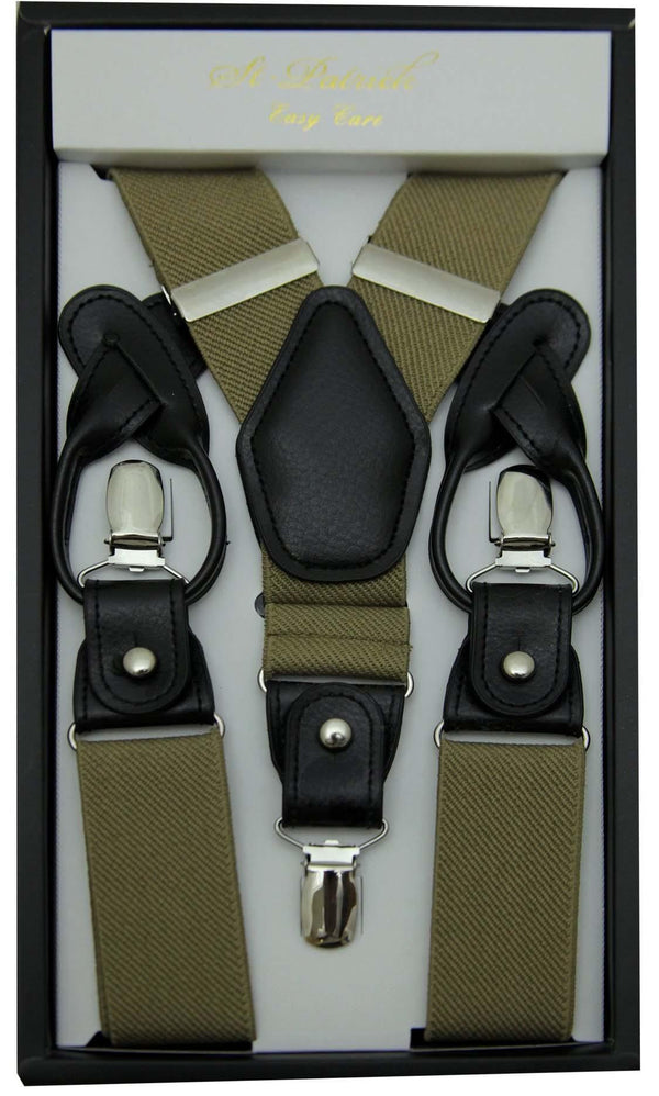 Khaki Convertible Suspender Clip & Button - Upscale Men's Fashion