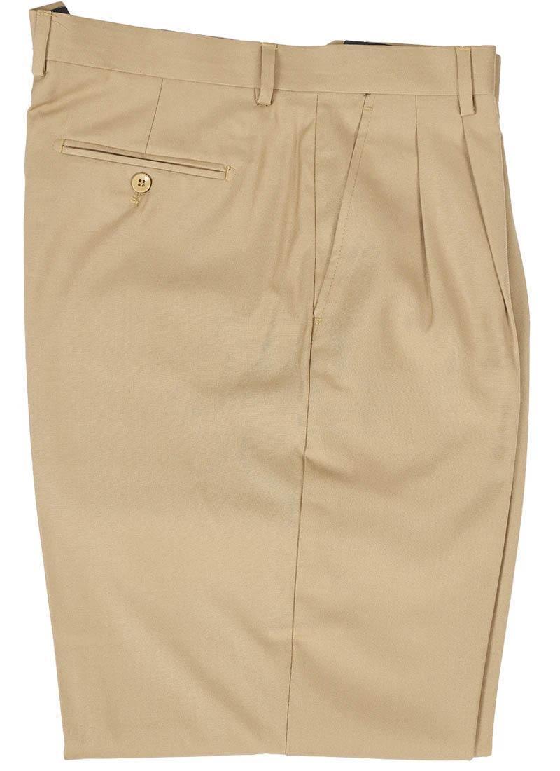 Khaki Peated Wide Fit Pants - Upscale Men's Fashion