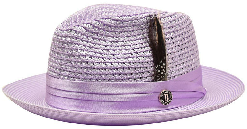 Lavender Fedora Braided Straw Hat - Upscale Men's Fashion