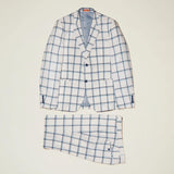 Linen Yarn Dye Off White Check Suit - Upscale Men's Fashion