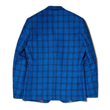 Linen Yarn Dye Royal Blue Check Suit - Upscale Men's Fashion
