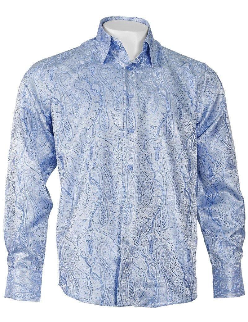 Long Sleeve Light Blue Paisley Jacquard Shirt – Upscale Men's Fashion