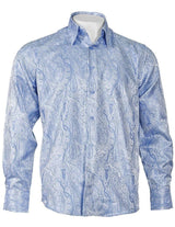 Long Sleeve Light Blue Paisley Jacquard Shirt - Upscale Men's Fashion