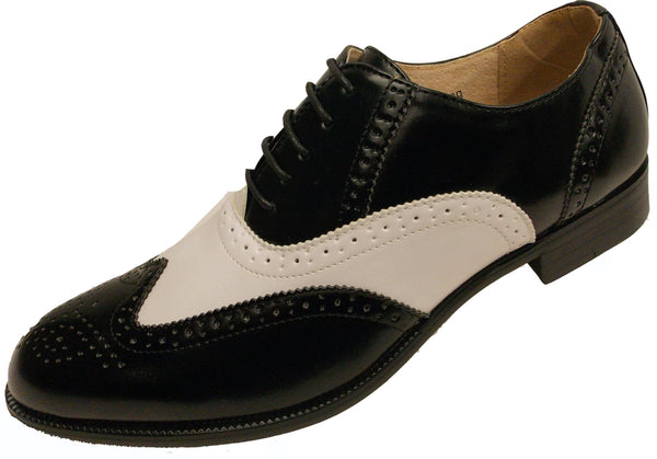 Majestic Men's Wingtip Two Tone Oxford Black and White Spectator Dress Shoes - Upscale Men's Fashion