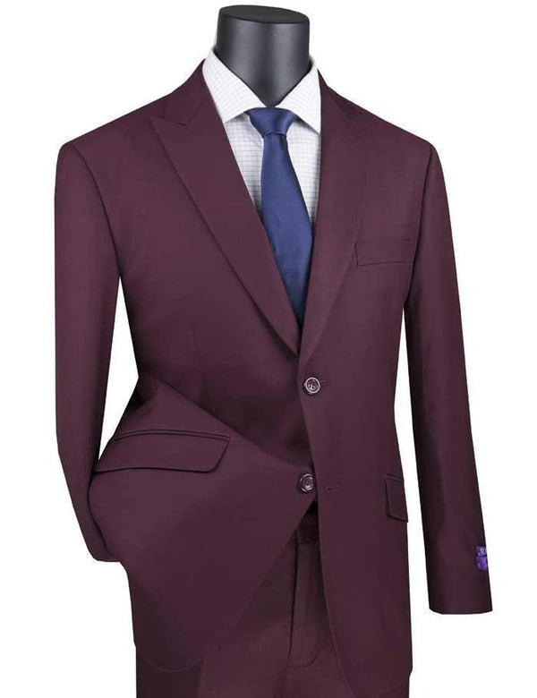 Maroon Modern Fit Peak Lapel Suit - Upscale Men's Fashion