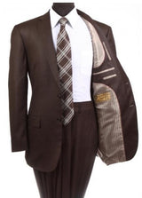 Men's 2-PC Wool Suit Regular Fit-Brown - Upscale Men's Fashion