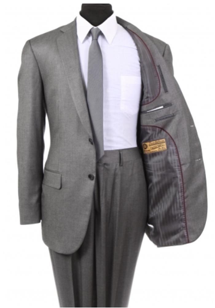 Men's 2-PC Wool Suit Regular Fit-Grey - Upscale Men's Fashion