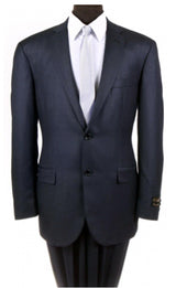 Men's 2-PC Wool Suit Regular Fit-Navy - Upscale Men's Fashion