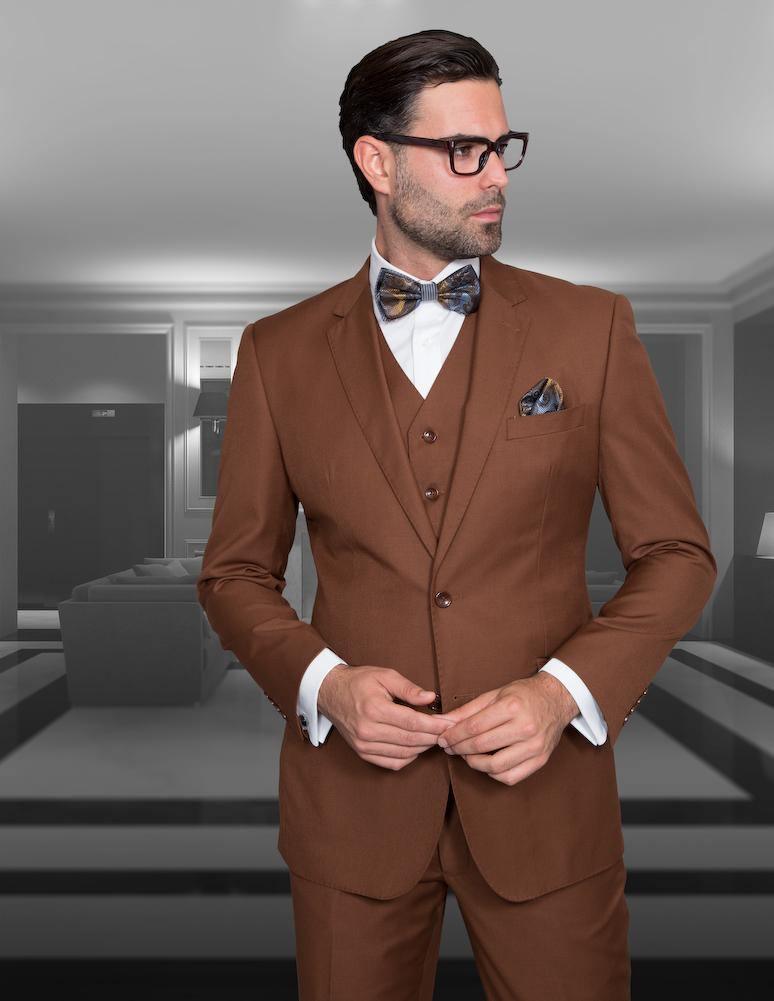 Men S 3 Piece Tailored Fit Wool Suit By Statement Color Copper Upscale Men S Fashion 800x ?v=1700539722
