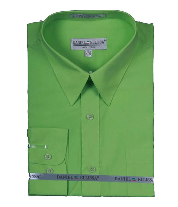 Men's Basic Dress Shirt with Convertible Cuff, Apple Green - Upscale Men's Fashion