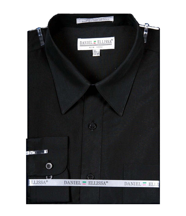 Men's Basic Dress Shirt with Convertible Cuff -Color Black - Upscale Men's Fashion