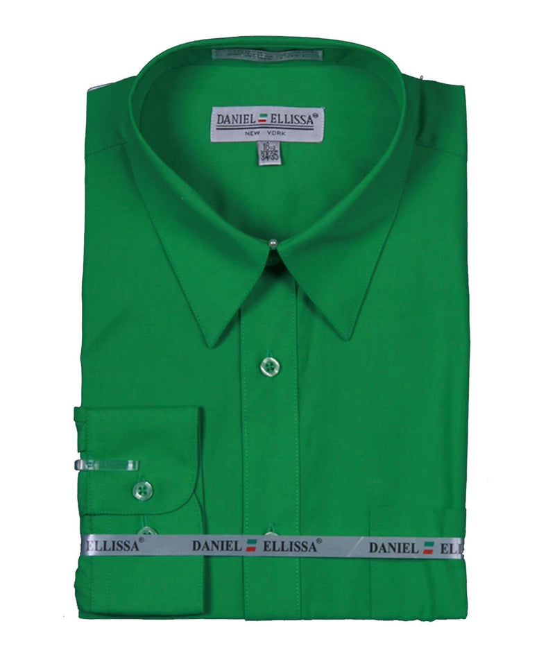 Men's Basic Dress Shirt with Convertible Cuff -Color Classic Green - Upscale Men's Fashion