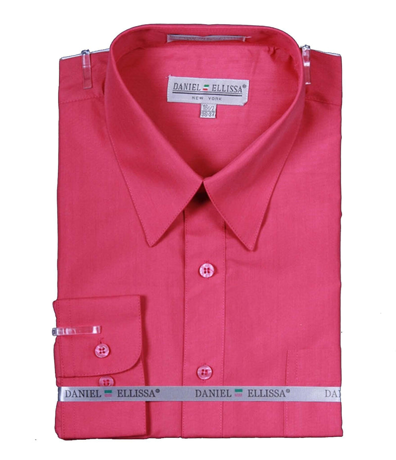 Men's Basic Dress Shirt with Convertible Cuff -Color Fuchsia - Upscale Men's Fashion